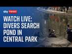 Watch live: NYPD officers search pond in Central Park following the killing of US healthcare boss