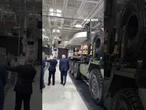 WATCH: President Trump takes a close look at a lineup of Mack Trucks #shorts #trump