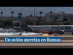 Evacuan un avión tras incendiarse durante su aterrizaje