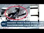 UKRAINE-KRIEG: Krasses Video von der Front in Torezk! Russe sprengt Haus mit Panzermine in die Luft