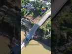 Imagens de drone mostram destruição após desabamento de ponte no Acre