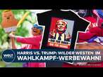 US-WAHLKAMPF EXTREM: Basecaps, T-Shirts, Grillschürzen! So werben Harris und Trump um Wählerstimmen!