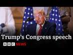 LIVE: President Trump addresses Congress after pausing Ukraine aid and imposing tariffs | BBC News