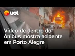Ônibus com estudantes perde controle em Porto Alegre: Vídeo de dentro do veículo mostra momento
