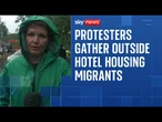 Protesters gather outside hotel housing migrants in Norwich