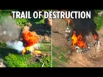 Hordes of Russian vehicles explode into flames in blitz by Ukrainian bombers