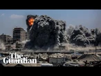 Palestinians flee from Israeli strike on evacuated residential tower in Gaza City