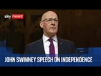 First Minister John Swinney delivers speech on independence and Scotland’s ‘right to decide’