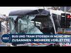 UNFALL IN MÜNCHEN: Mehrere Verletzte bei Kollision von Reisebus und Trambahn – Strecke blockiert!