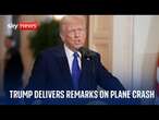 Donald Trump holds news conference after a plane carrying 64 and helicopter crash in Washington