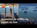 Suspeitos se jogam no mar para fugir da PM e banhistas se assustam em Salvador; veja