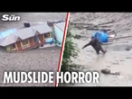 Brave man wades through mudslide after flash flood devastates village in India