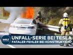 TESLA: Heftige Unfall-Serie! Tödlicher Fehler bei Konstruktion? Autos gehen in Flammen auf