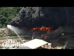 Blazing warehouse sends black smoke across Houston sky