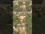 Mini golden statues of Mozart and his dog are on display for the late composer's 270th birthday
