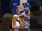 New York Knicks arrive at City Hall ceremony