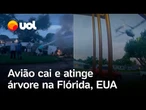 Avião cai e atinge árvore em área residencial nos EUA; moradores ajudam no resgate; veja vídeo