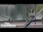 Social footage purports to show moment thieves escaped Louvre with jewellery worth €88m