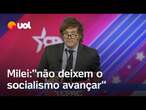 Milei parafraseia Trump e pede que conservadores 'não deixem o socialismo avançar'