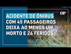 Ônibus com 45 passageiros cai em ribanceira no interior de São Paulo e deixa um morto