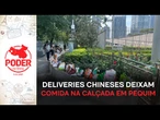 Deliveries chineses deixam comida na calçada em Pequim