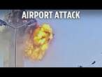 Moment Israeli forces destroy airport tower in Yemen after Houthi drone attacks