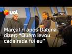 Pablo Marçal ri após Datena dizer em debate da RedeTV/UOL: ‘Quem levou cadeirada foi eu’; veja vídeo