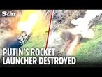 Russian rocket launcher blows up in spectacular explosion as Ukraine drone hit triggers missiles