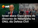 Israel ataca Gaza e deixa 22 mortos antes do discurso de Netanyahu na ONU, relata Defesa Civil