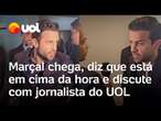 Pablo Marçal chega ao debate RedeTV, diz que está em cima da hora e discute com jornalista do UOL