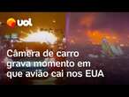 Avião cai na Filadélfia: Câmera de carro grava momento do acidente nos EUA; veja vídeos