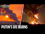 Three Russian oil depots ablaze and thick black smoke fills the sky after Ukrainian attacks