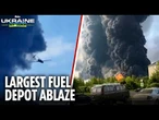 Huge fire rips through one of Russia's largest fuel depots after devastating Ukraine drone blitz
