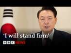 South Korea's President Yoon Suk Yeol vows to 'fight to the end' | BBC News