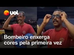 Bombeiro ganha óculos de amigos e enxerga cores pela primeira vez