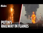 Ukraine STRIKES Russian railway station sparking huge FIRE and forcing airport to shut