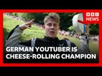 German YouTuber is crowned cheese rolling champion in melting heat | BBC News