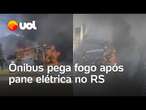 Ônibus pega fogo após pane elétrica em Santa Maria (RS)