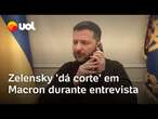 Zelensky 'dá corte' em Macron durante entrevista a jornalista: 'Posso te ligar em 15 minutos?'