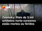 Guerra: Zelensky afirma que há mais de 3 mil soldados norte-coreanos mortos ou feridos na Rússia