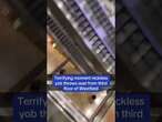 Terrifying moment reckless teen throws seat from mall's third floor