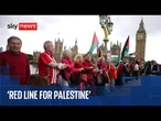 Protest outside Parliament against UK's role in the war in Gaza
