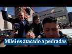 Milei es atacado a pedradas durante un acto de campaña