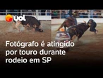 Homem é atingido por touro durante rodeio em Votuporanga, São Paulo; vídeo flagra o momento