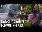 Baby flung from car as dad loses control and flips off road during 100mph cop chase