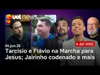Tarcísio e Flávio Bolsonaro na Marcha para Jesus; Jairinho condenado; Neymar fora do amistoso e mais