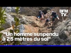 La périlleuse opération de secours pour sauver un homme suspendu à 25 mètres du sol
