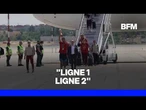Le trophée du mondial brandi par Rodri à l'aéroport de Madrid avant la parade des champion du monde