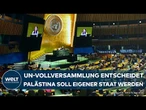 KRIEG IM NAHEN OSTEN: Palästina vor Anerkennung - UN-Vollversammlung sendet klare Botschaft