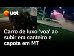 Carro de luxo perde o controle, 'voa' e capota várias vezes ao subir em canteiro em MT; veja vídeo